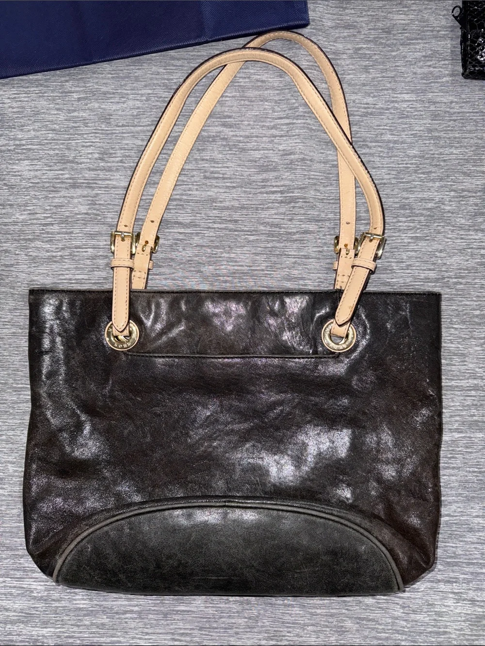 Michael Kors Black Tote with Beige Straps